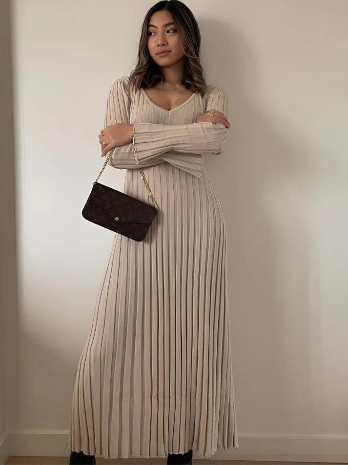 Model wearing Freya Maxi Dress – loose fit beach style maxi dress with soft empire waist by Vespera The Label.