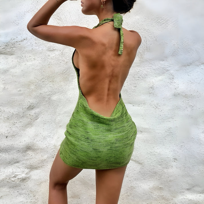 Model wearing Dasha Mini Dress – casual slim pencil mini dress for summer by Vespera The Label.