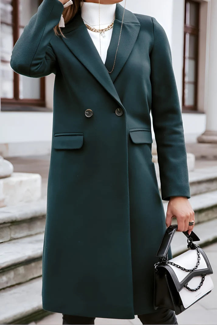 Model wearing Rocel Jacket – loose fit polyester women’s winter jacket in solid minimalist style by Vespera The Label