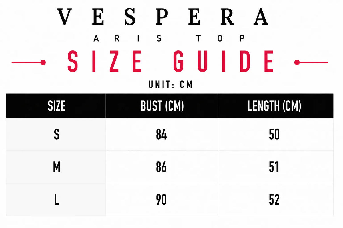 Vespera Aris Top Size Guide
