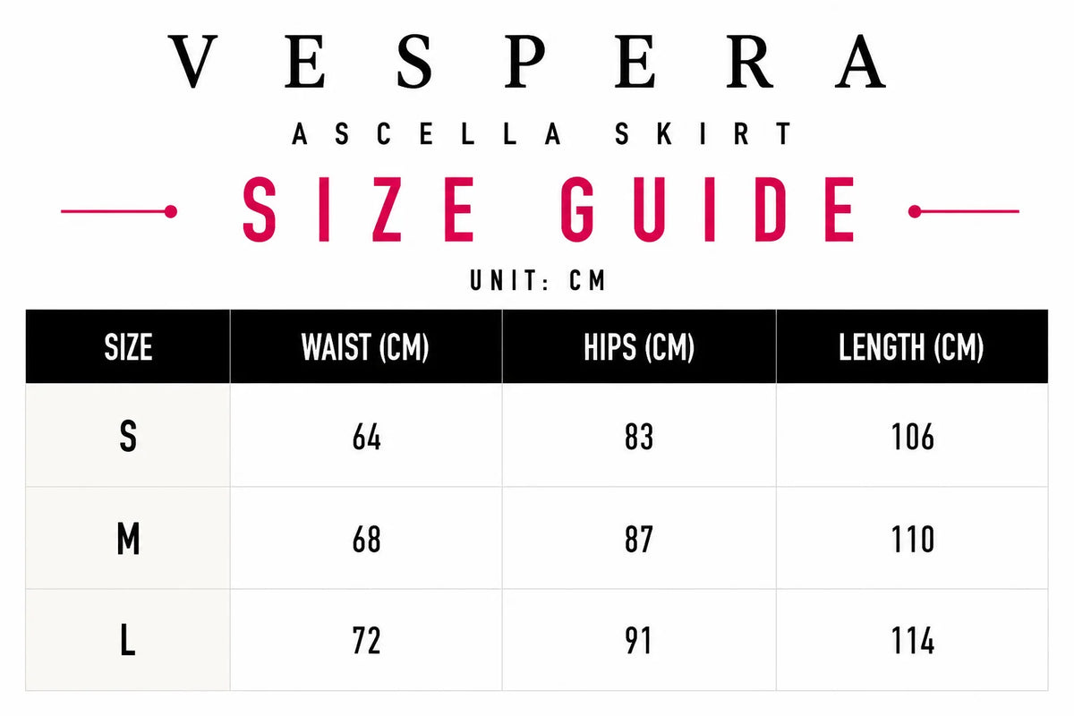 Vespera Ascella Skirt Size Guide