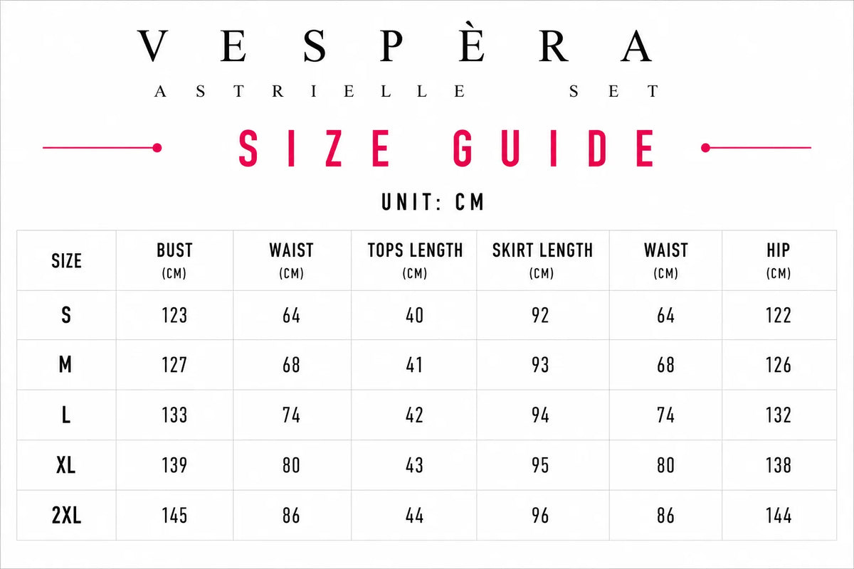 Vespera Astrielle Set Size Guide