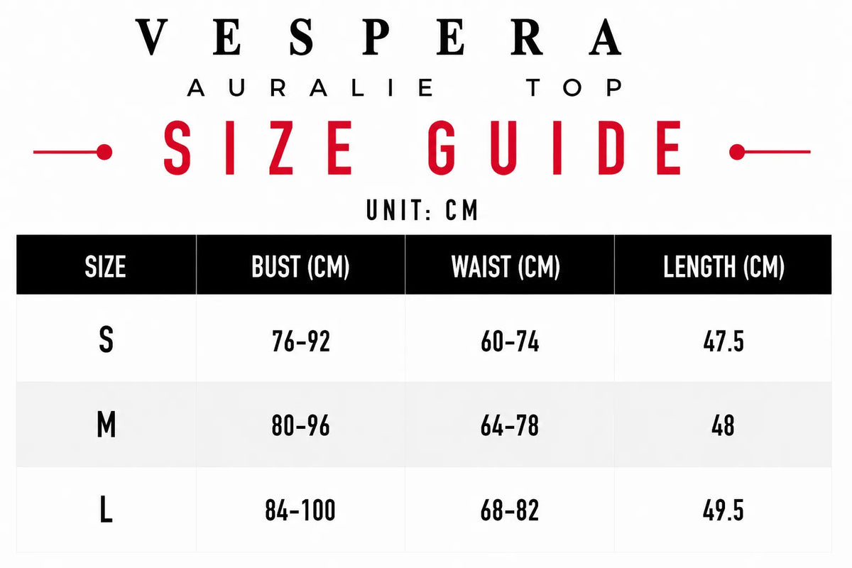 Vespera Auralie Top Size Guide