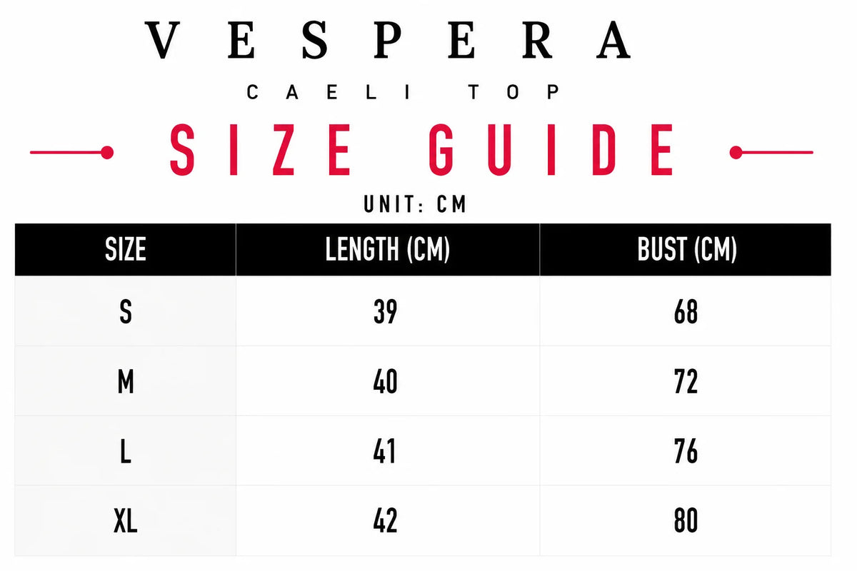 Vespera Caeli Top Size Guide