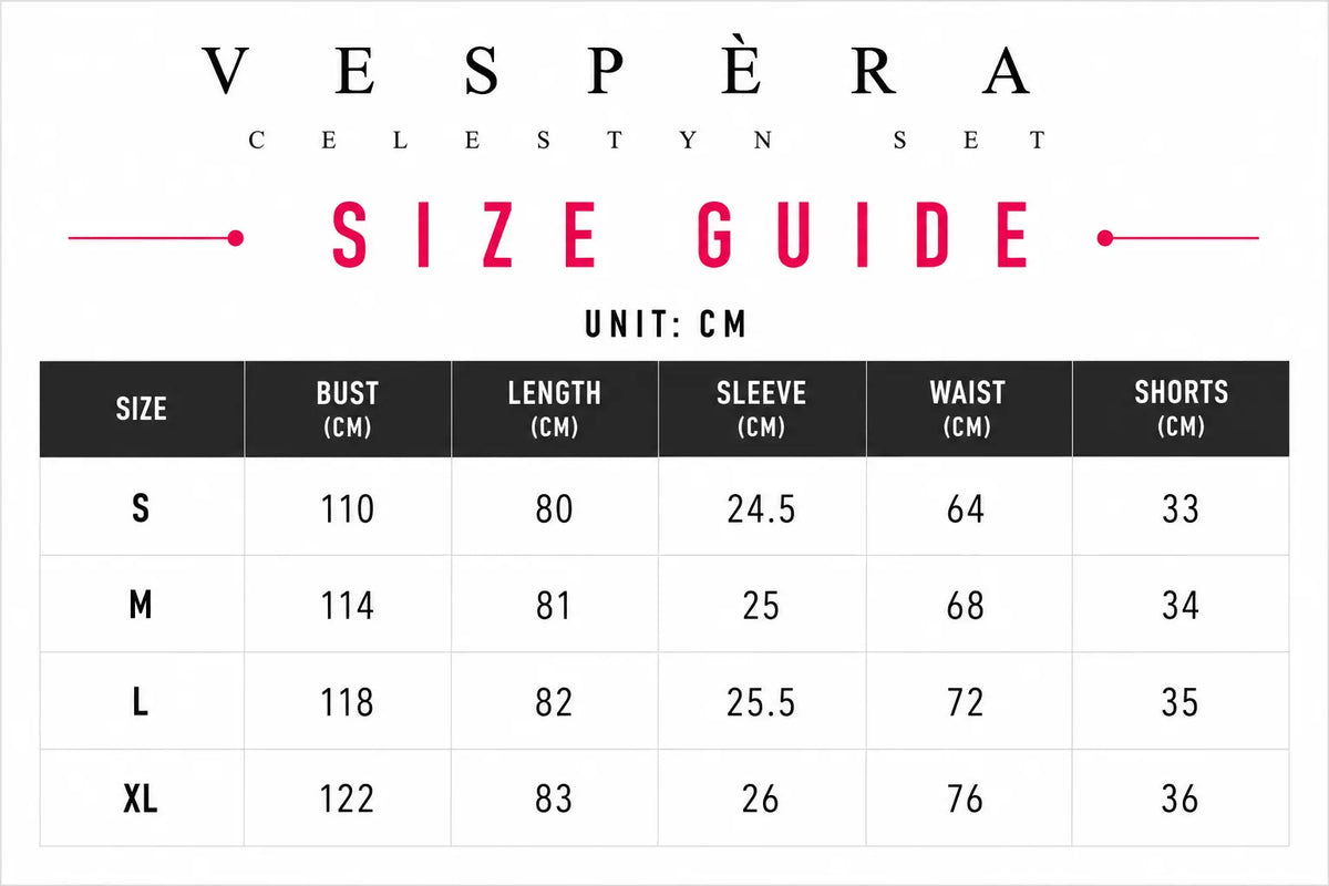Vespera Celestyn Set Size Guide