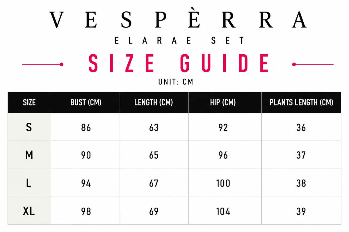 Vespera Elarae Set Size Guide