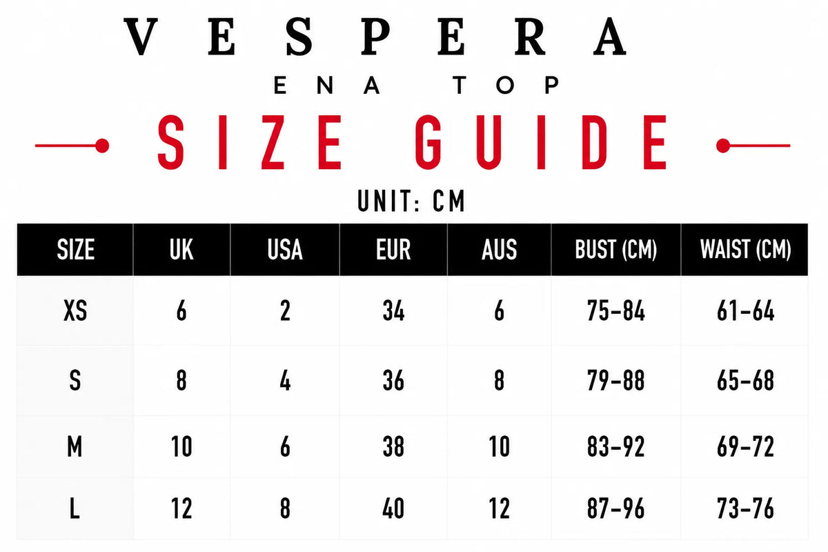 Vespera Ena Top Size Guide