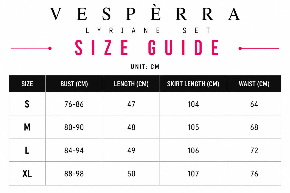 Vespera Lyriane Set Size Guide