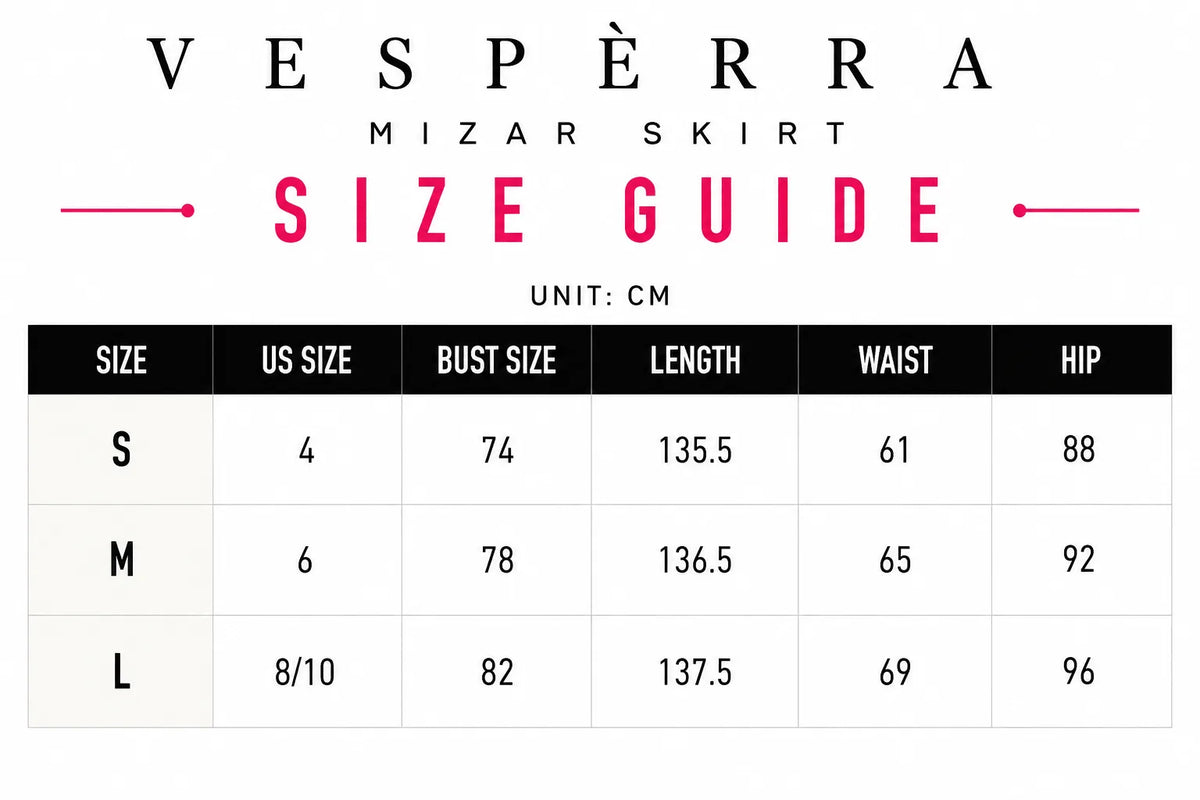 Vespera Mizar Skirt Size Guide