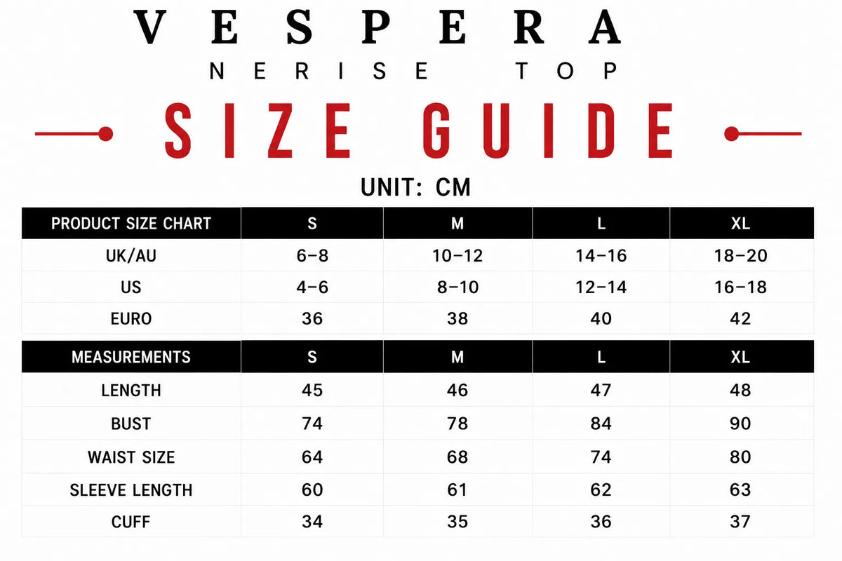 Vespera Nerise Top Size Guide