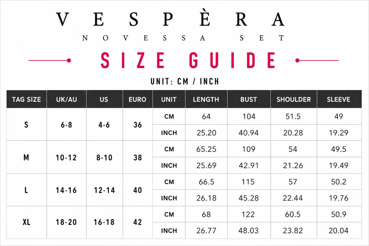 Vespera Novessa Set Size Guide