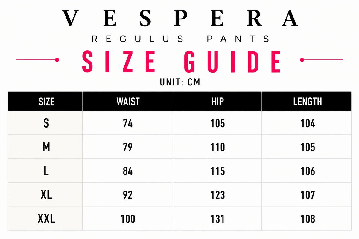 Vespera Regulus Pants Size Guide
