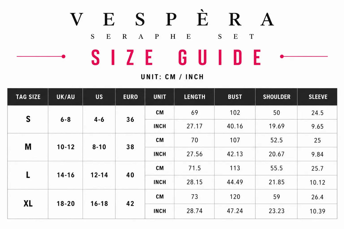 Vespera Seraphe Set Size Guide